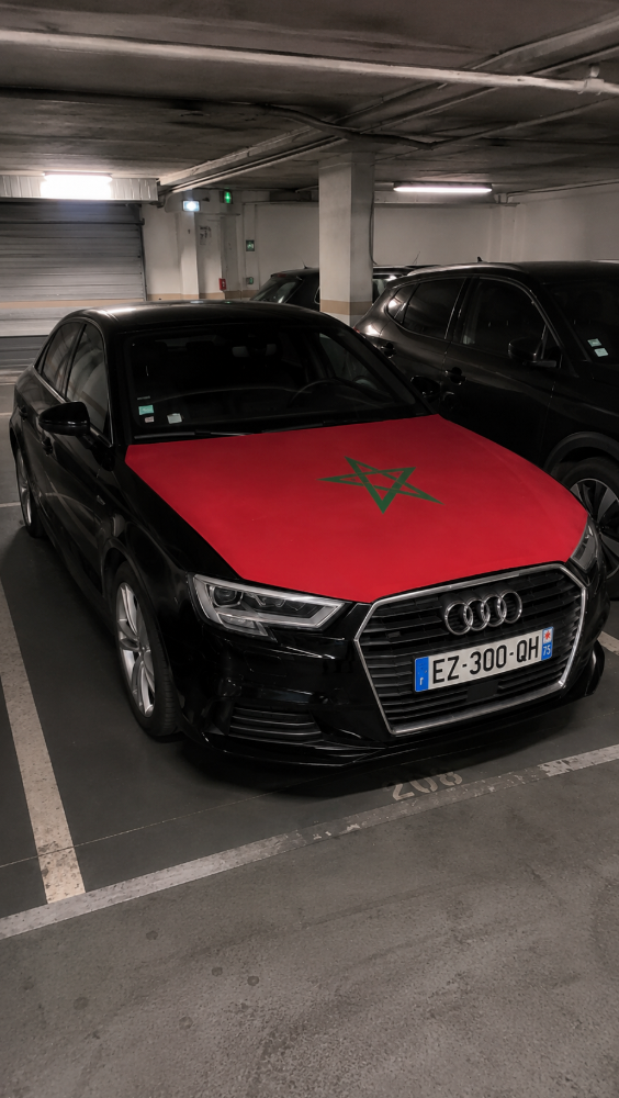 Drapeau Capot Voiture Maroc – Élastique Universel | Toutes Marques