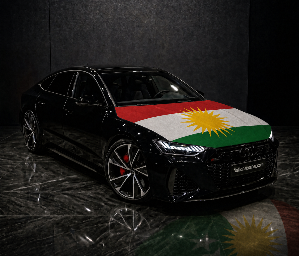 Drapeau Capot Voiture Kurdistan – Élastique Universel | Toutes Marques