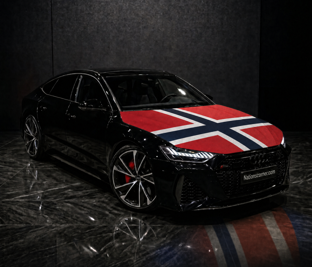 Drapeau Capot Voiture Norvège – Élastique Universel | Toutes Marques