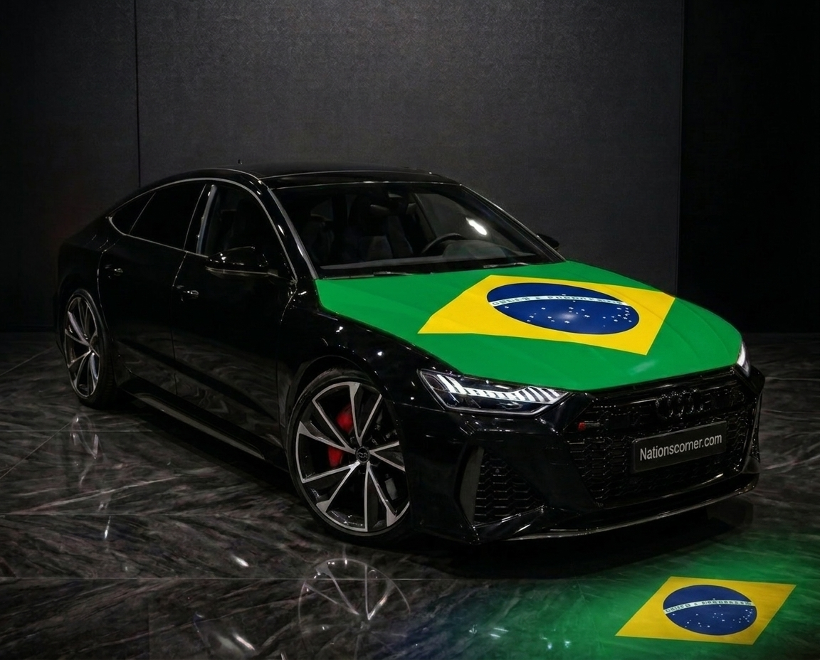 drapeau de capot de voiture bresil