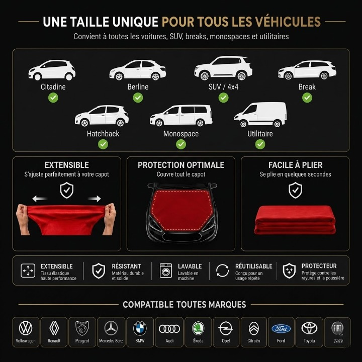 Drapeau Capot Voiture Albanie – Élastique Universel | Toutes Marques