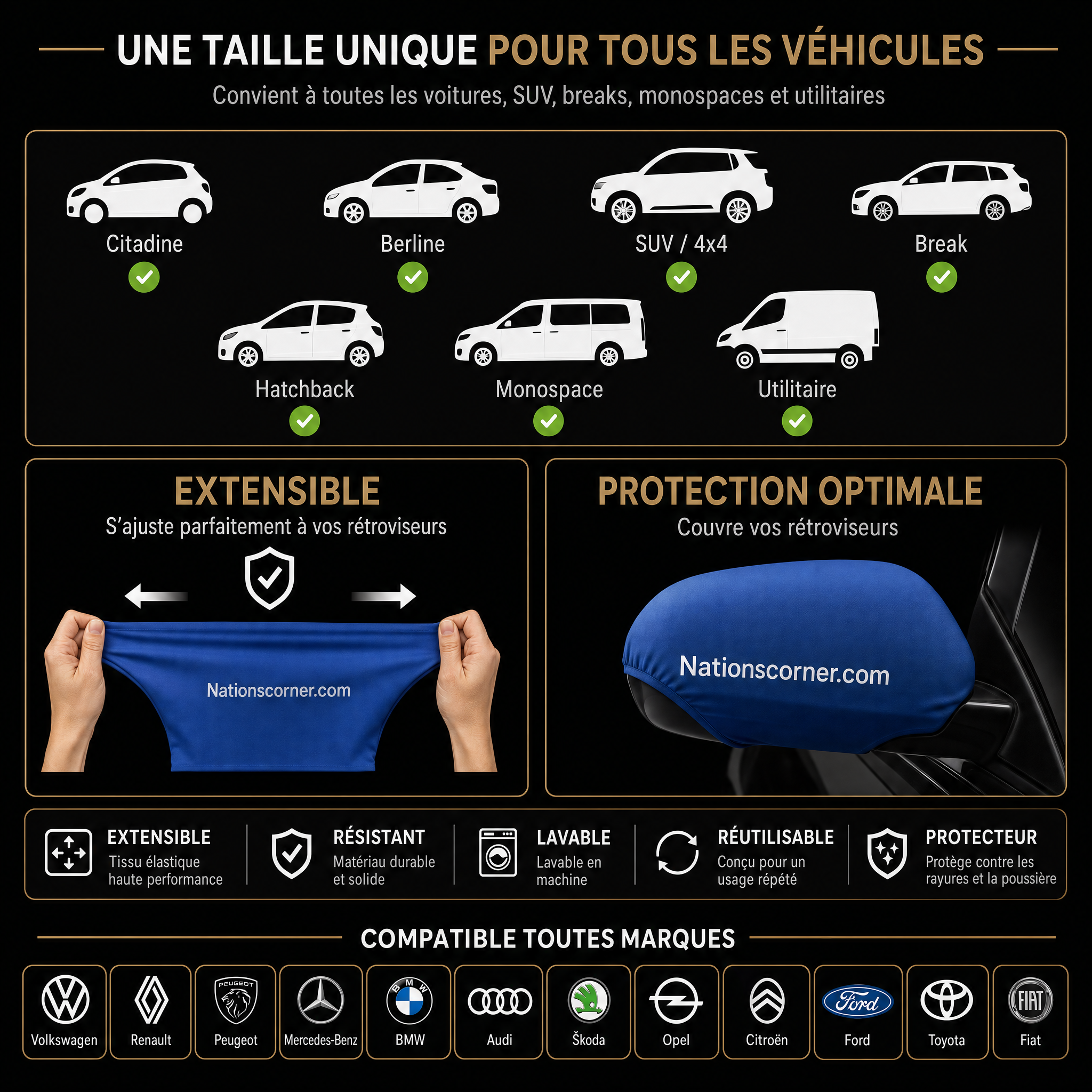 Drapeau Rétroviseur Voiture Maroc – Paire (Rétroviseur Droit + Gauche) | Toutes Marques