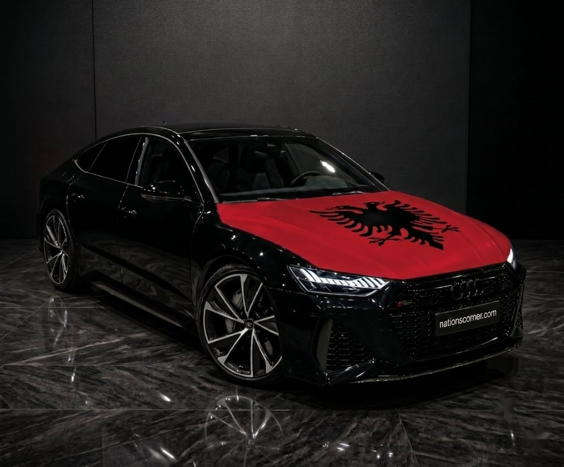 Drapeau Capot voiture Albanie Elastique