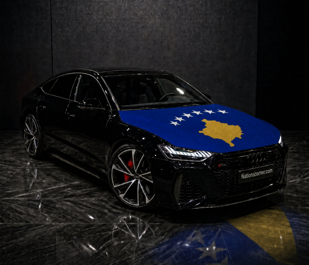 Drapeau Capot Voiture Kosovo – Élastique Universel | Toutes Marques