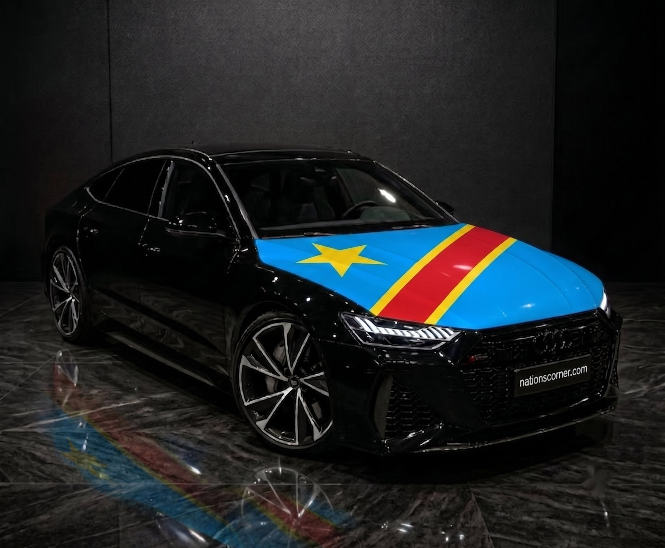 Drapeau Capot voiture république démocratique du congo