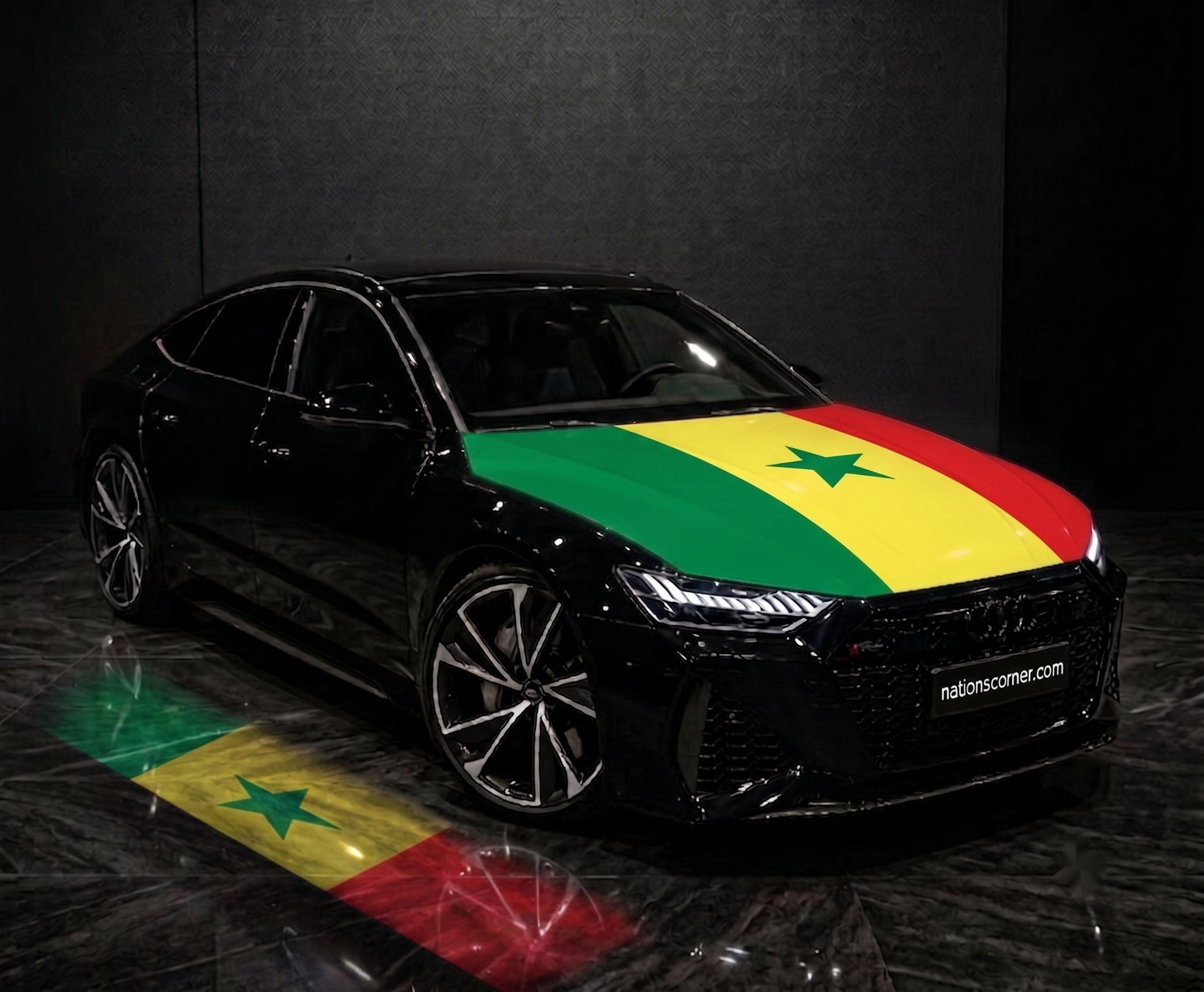 Drapeau Capot voiture Sénégal Élastique