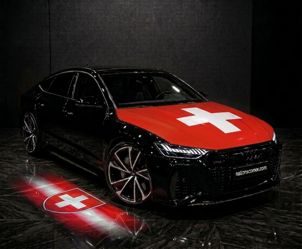 drapeau capot voiture suisse